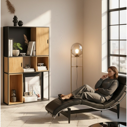 REGAŁ NA KSIĄŻKI METALOWE DREWNO LITE DĄB JESION OLCHA RNK-163